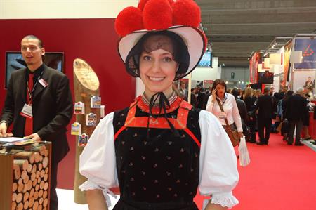 Black Forest stand girl at Imex, Frankfurt