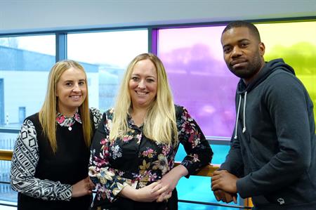 Ashley Byrne, Louise Jones and André Perkins