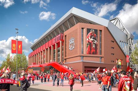 The proposed new main stand at Anfield, home of Liverpool FC