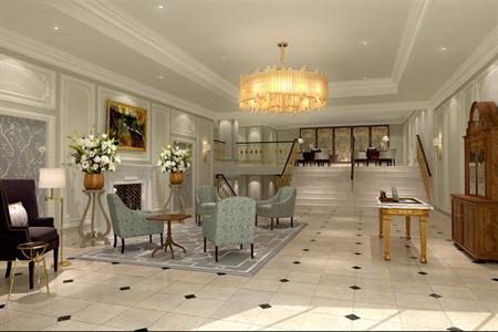 The hotel lobby