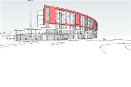 Proposed Hilton hotel at Emirates Old Trafford (Brian Staham Way sketch)
