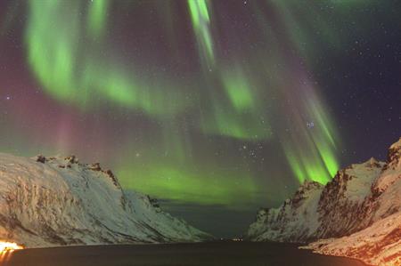 Aurora Borealis Over Ersfjorden, Tromso, Norway