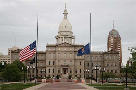 Michigan state capitol... the state votes on Proposition 3 today