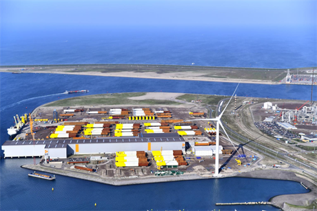 GE's Haliade-X offshore wind turbine in the Port of Rotterdam