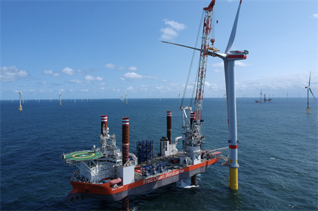 Vestas' turbines being installed at Ørsted's Borkum Riffgrund 2 wind farm in the German North Sea