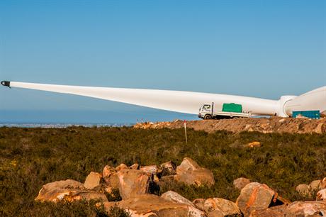 A turbine being installed at the Jeffreys Bay project in South Africa