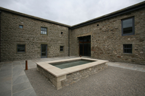 The courtyard at Settle: a barn converted converted into retail premises, offices and a cafe