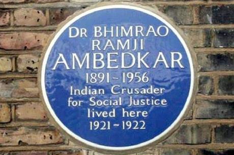 A blue plaque at the Camden property where Dr B R Ambedkar lived. Pic: Robert Jenrick, Twitter