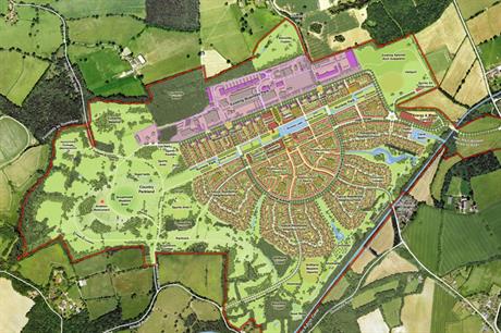 A visualisation of garden community plans for Dunsfold Aerodrome in Surrey