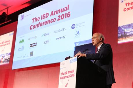 Former business secretary Vince Cable at the IED Annual Conference