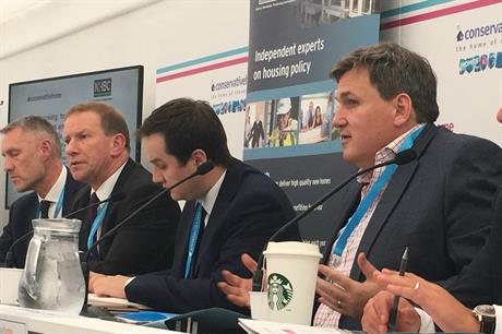 Housing minister Kit Malthouse (right) speaking at the ConservativeHome conference fringe event