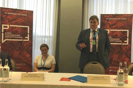 Housing minister Kit Malthouse at the Planning Futures fringe event yesterday