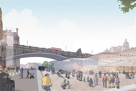 A view of the proposed station redevelopment looking towards George IV Bridge - image: Network Rail