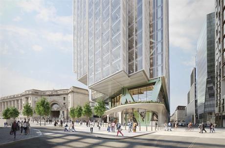 A visualisation of the Waterloo tower given the go-ahead for the Elizabeth House site. Image by HB Reavis