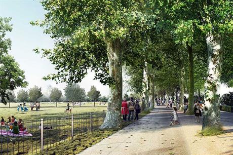 An artist's visualisation of the finished park (pic: VOGT) and, below, the subterranean warehouse (pic: Carmody Groarke)