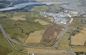 An aerial view showing the Rushenden link road under construction.