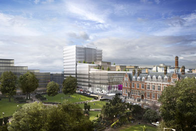 Visualisation of The Hub, a combined council, police and health services headquarters proposed under a local asset backed vehicle for Croydon