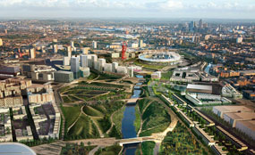 A CGI of what the Olympic Park will look like