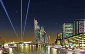 An artist's impression of the Wirral Waters regeneration project as viewed from Tower Road