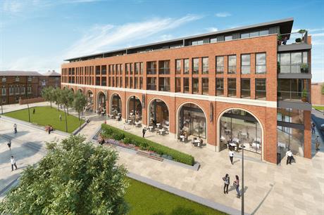 The Exchange has restaurants looking onto a new public square, with apartments at upper levels