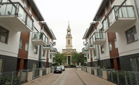 St James Square, a development of 211 apartments standing opposite the listed St James Church