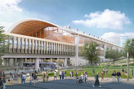 The planned Curzon Street station has a sustainable design and sits in a landscaped setting (PIC HS2)