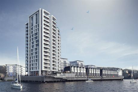 Broadway Malyan's design for the pier homes and tower at Ingress Park