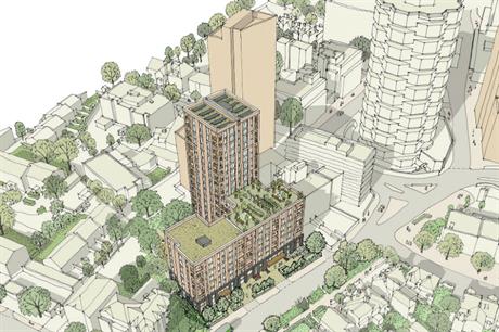 The proposed Croydon scheme has an eight storey mansion block fronting the road, with a set-back 18 storey tower (PIC GSA)