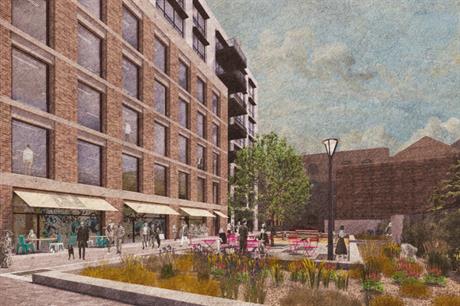 The proposal for Landmark Court features brick-faced buildings, lanes and open space (PIC Allies and Morrison)