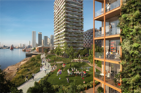 Morden Wharf will have 12 residential buildings, some featuring green facades (PIC Pixelflakes)