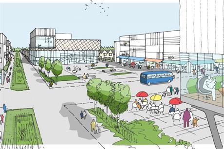 A preliminary sketch showing central Northstowe, one of ten planned healthy new towns (PIC Homes and Communities Agency)
