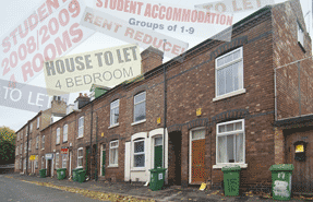 Terrace: Streets like this in Lenton are dominated by student houses