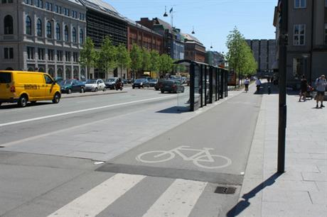 A bike lane in Copenhagen (pic Nick S. via Flickr)