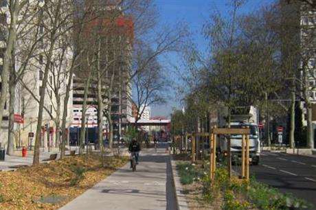 Trees along the centre of the road, as in Rue Garibaldi in Lyons shown here, can help wind to circulate (PIC Trees and Design Action Group)