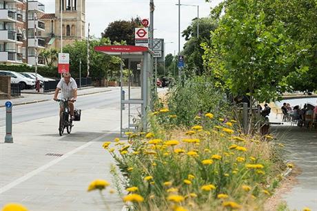 Planting and public realm improvements sit alongside the new cycle lanes (PIC Atkins)