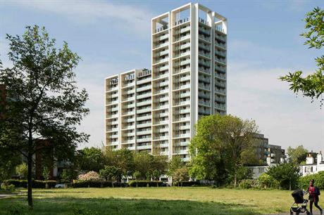 PRP's Park Heights in south London has shading and deep-set windows to reduce overheating risk (PIC PRP)