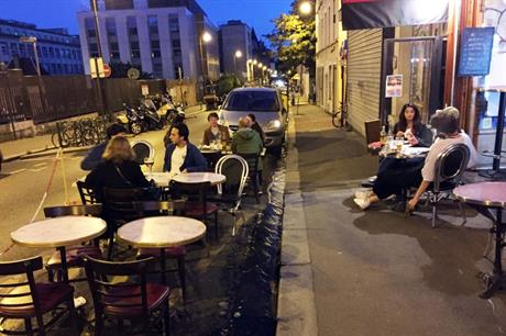 Wide streets and pavements in Paris have allowed cafes and restaurants to expand as lockdown is eased (PIC Nathaniel Kochan)