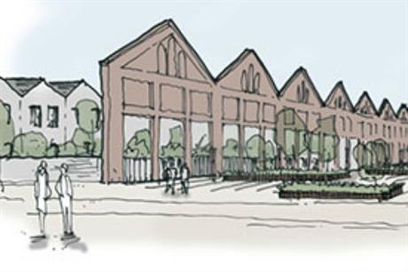 Purcell's design for Wolverton Works retains the facades of historic stores and workshops