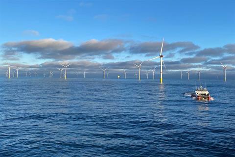 The Kaskasi wind farm, 35km off Heligoland in the German North sea, features three turbines with recyclable blades.
