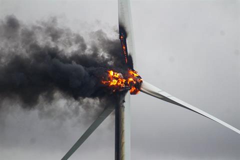 The turbine fire started earlier this morning before extinguishing itself (pic credit: Lewis Scott)
