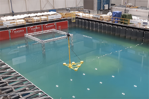 A reduced-scale version of the Hive Wind platform is now being tested to evaluate its hydrodynamic behaviour