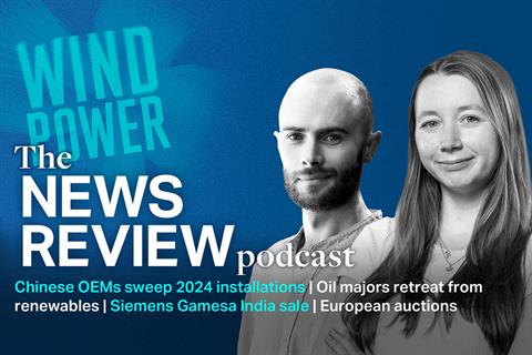 The Wind Power News Review podcast, with Robyn White and Orlando Jenkinson (pic credit: Emma Austin)