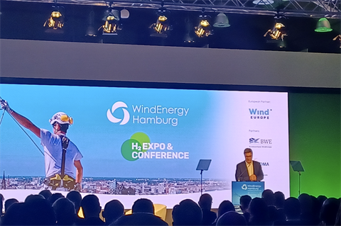 German energy minister Robert Habeck speaking at the Wind Energy Hamburg 2022 conference (pic credit: Craig Richard)