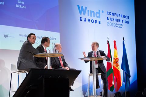 SGRE CEO Markus Tacke (second from left) said the investment for the energy transition is available, but projects need to show they are worth investing in (pic: WindEurope)