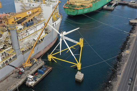 X1 Wind mounted the Vestas V29 225kW nacelle on the PivotBuoy structure in October 2021