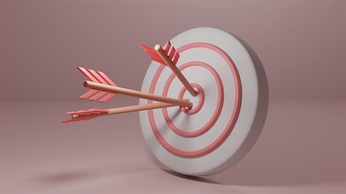 Graphic illustration of arrows hitting a target