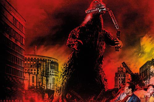 Pic of Godzilla destroying a city