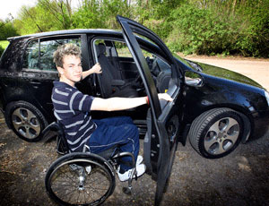 Aaron Morgan and his adapted car