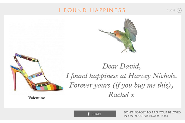 Harvey Nichols: Encouraging customers to send direct hints for Valentine's Day gifts