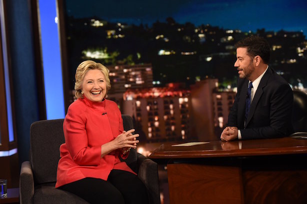 Hillary Clinton on Jimmy Kimmel Live! on Monday night (Image via the show's Twitter account).
